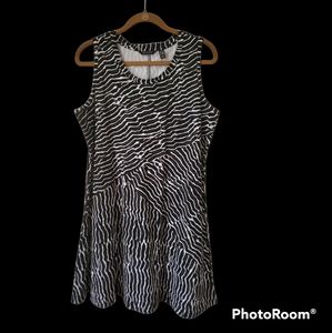 H by Halston Printed Tank Dress Black PL Pull On Stretch